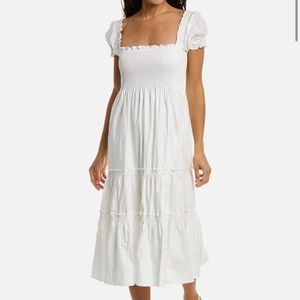 white milkmaid midi dress